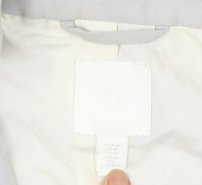 H&M Women’s Grey Linen Blend Single-Breasted Blazer Size 12