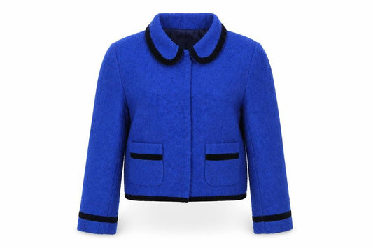Topshop Women’s Blue Bouclé Cropped Blazer Jacket UK 10