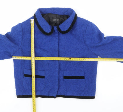 Topshop Women’s Blue Bouclé Cropped Blazer Jacket UK 10