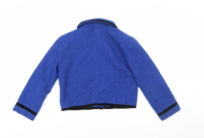 Topshop Women’s Blue Bouclé Cropped Blazer Jacket UK 10