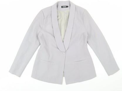 Missguided Women Grey Size 14 Shawl Lapel Single Breasted Blazer