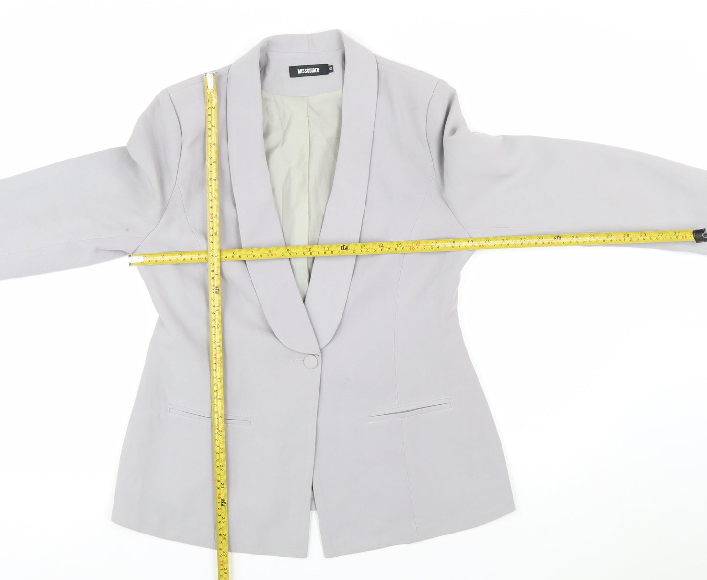 Missguided Women Grey Size 14 Shawl Lapel Single Breasted Blazer