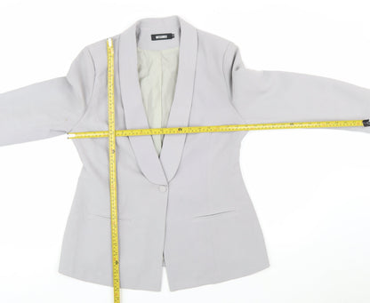 Missguided Women Grey Size 14 Shawl Lapel Single Breasted Blazer