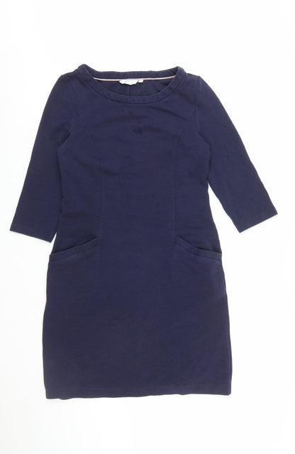 Boden Women’s Blue Shift Dress Size 12 3/4 Sleeve Knee Length Cotton Blend