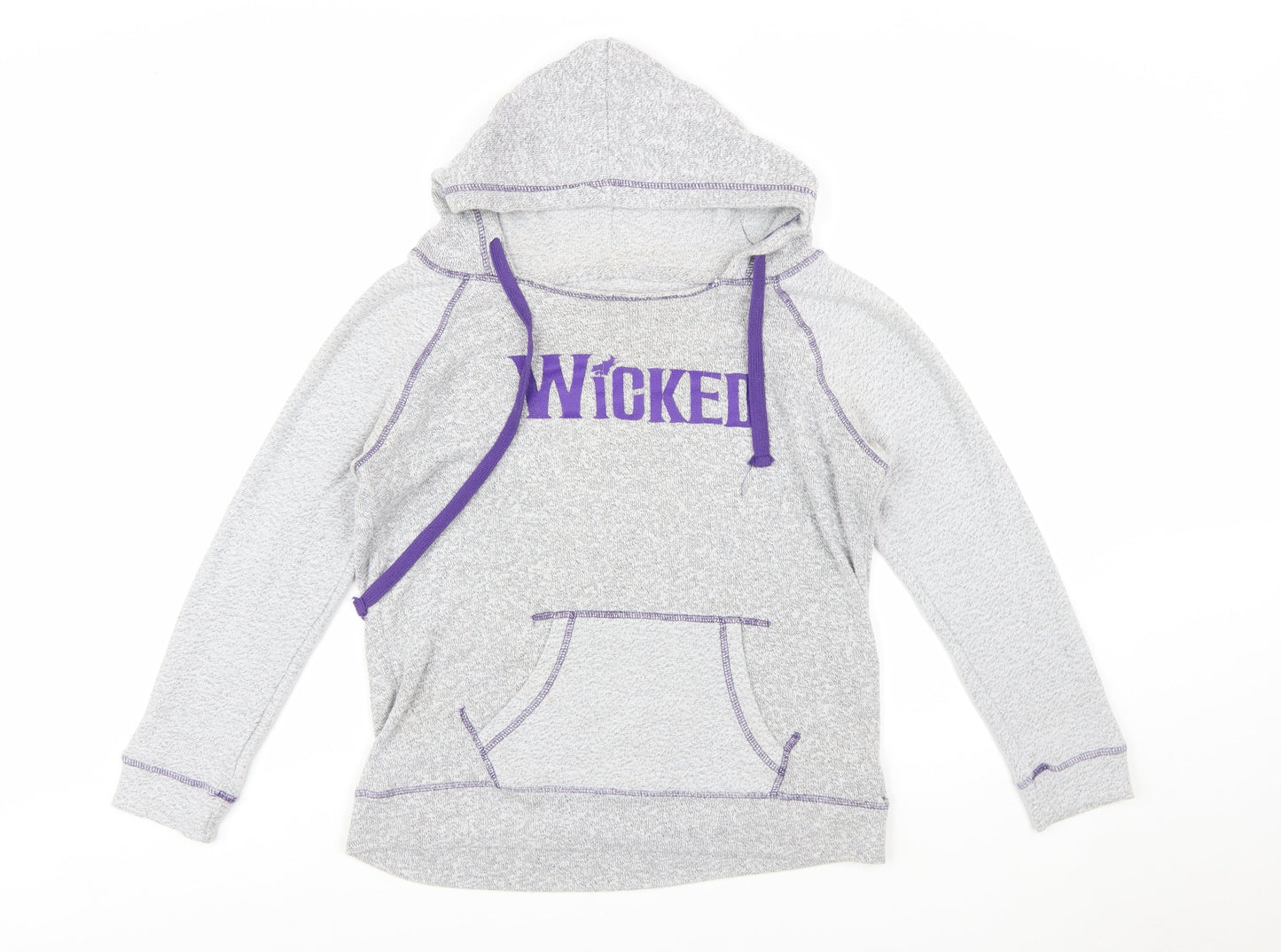 Wicked Women's Grey Hoodie Medium Pullover Graphic Organic Cotton Blend