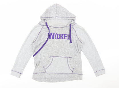 Wicked Women's Grey Hoodie Medium Pullover Graphic Organic Cotton Blend