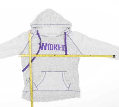 Wicked Women's Grey Hoodie Medium Pullover Graphic Organic Cotton Blend