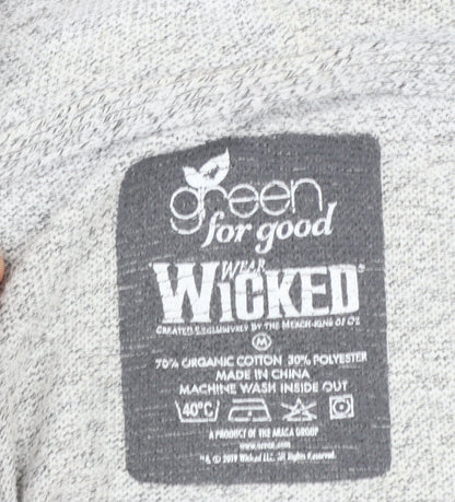 Wicked Women's Grey Hoodie Medium Pullover Graphic Organic Cotton Blend