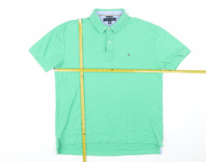 Tommy Hilfiger Men's Green Cotton Polo Shirt Size L Regular Fit