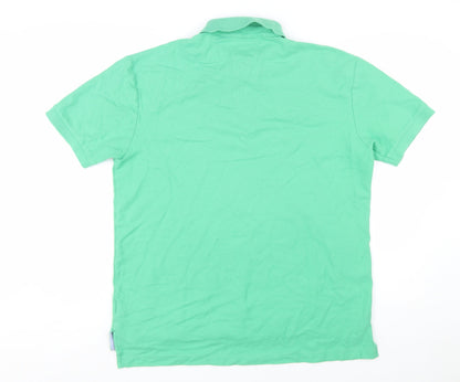 Tommy Hilfiger Men's Green Cotton Polo Shirt Size L Regular Fit