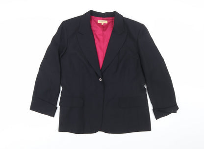 Sansu Women's Black Silk Blend Lined Blazer Jacket Size 16