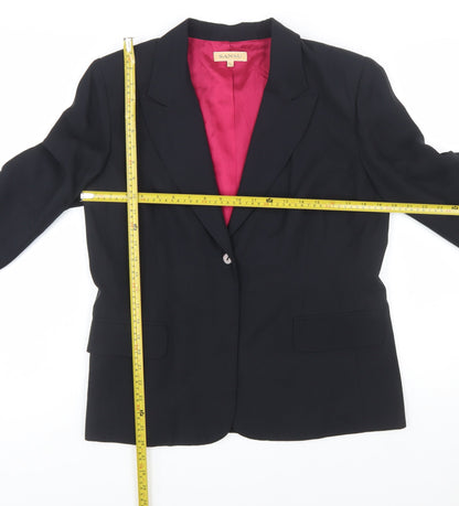 Sansu Women's Black Silk Blend Lined Blazer Jacket Size 16