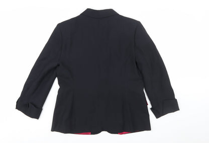 Sansu Women's Black Silk Blend Lined Blazer Jacket Size 16