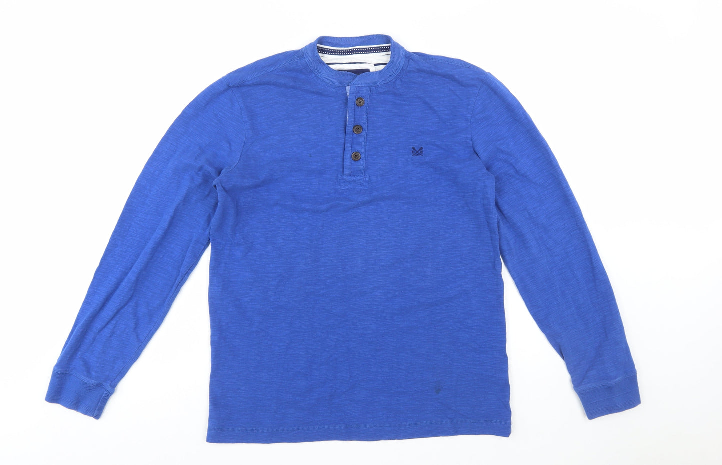Crew Clothing Co. Men's Blue Henley Long Sleeve T-Shirt M
