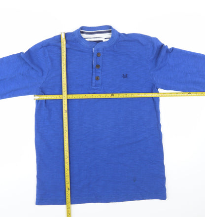 Crew Clothing Co. Men's Blue Henley Long Sleeve T-Shirt M