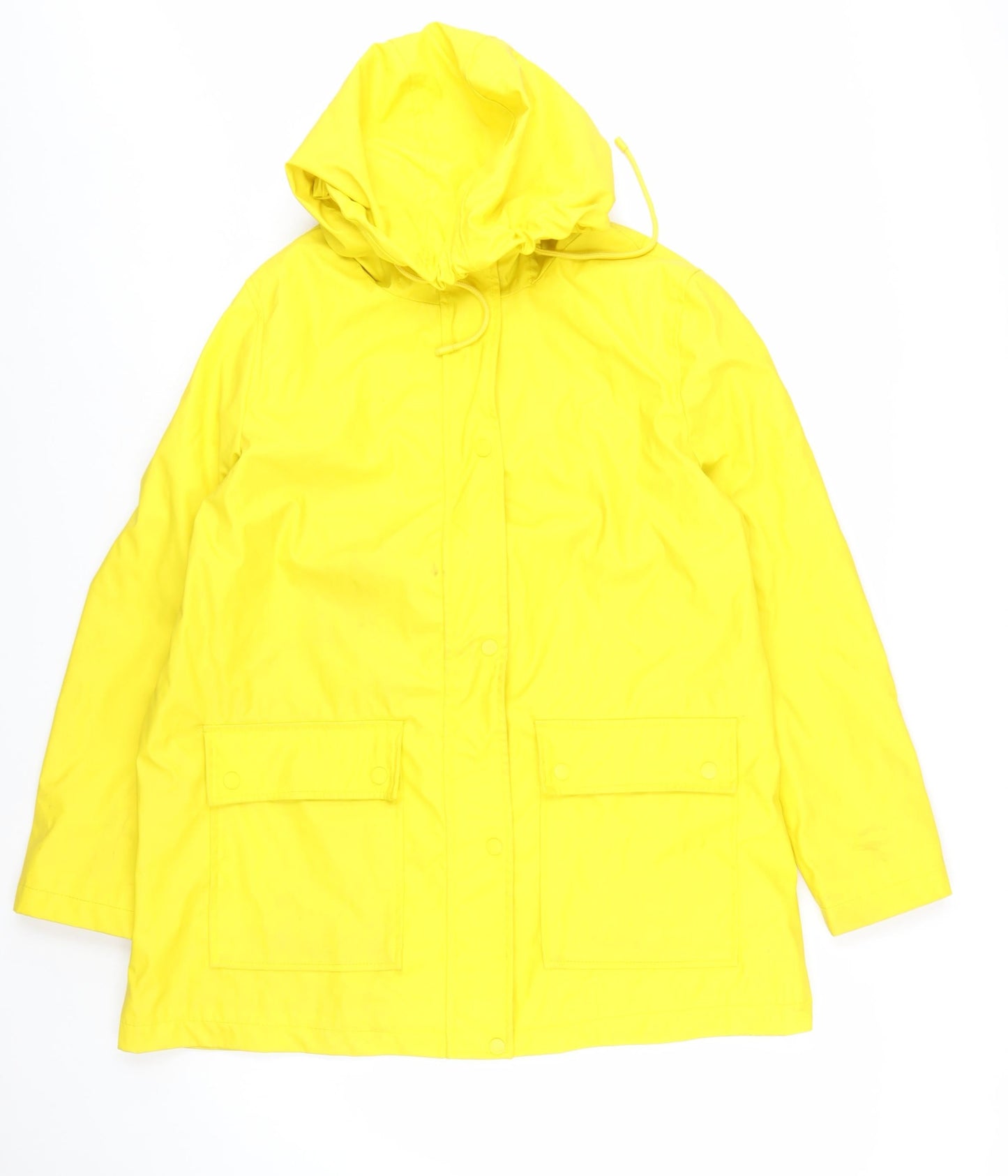 New Look Women’s Yellow Waterproof Hooded Rain Coat Jacket Size 16
