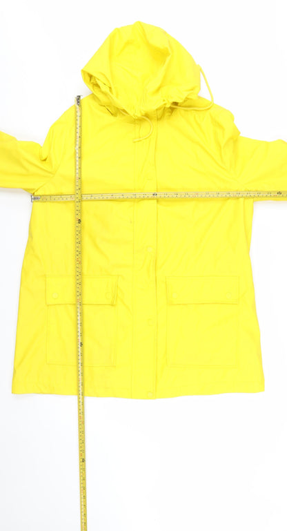 New Look Women’s Yellow Waterproof Hooded Rain Coat Jacket Size 16
