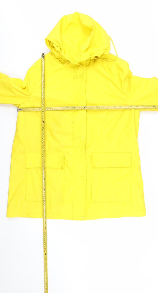 New Look Women’s Yellow Waterproof Hooded Rain Coat Jacket Size 16