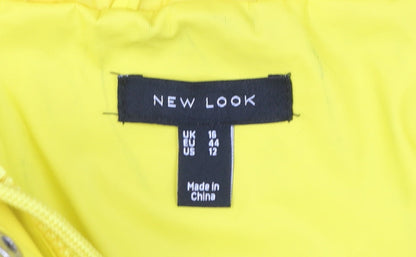 New Look Women’s Yellow Waterproof Hooded Rain Coat Jacket Size 16