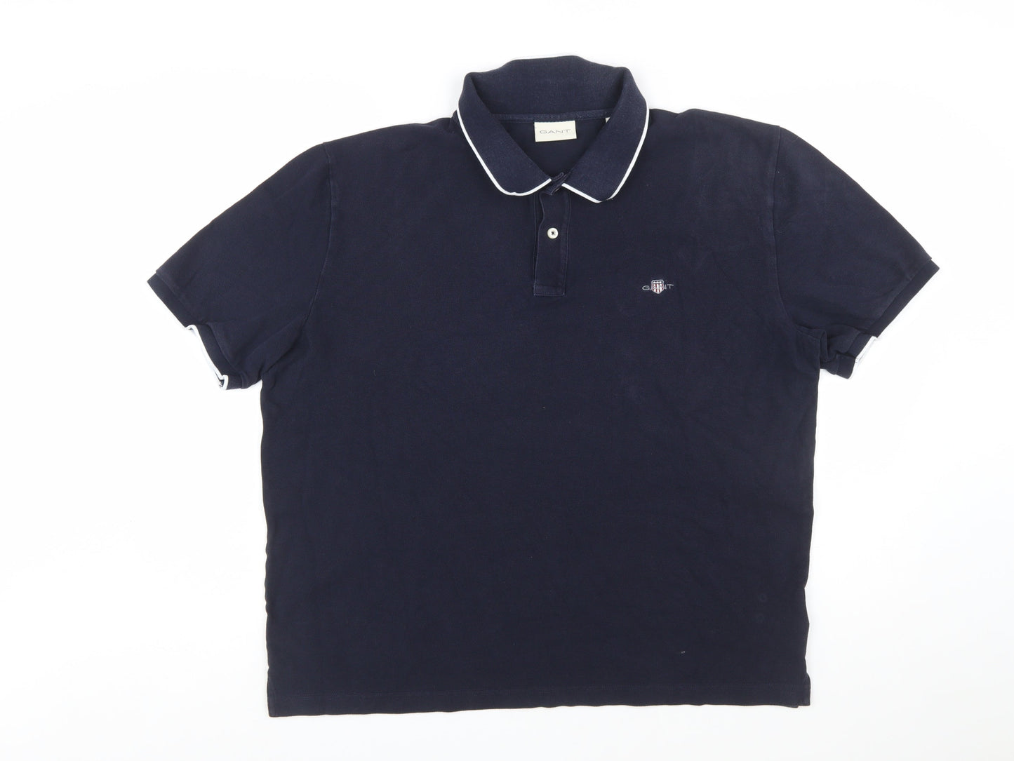 GANT Men's Blue 2XL Classic Cotton Short Sleeve Polo Shirt