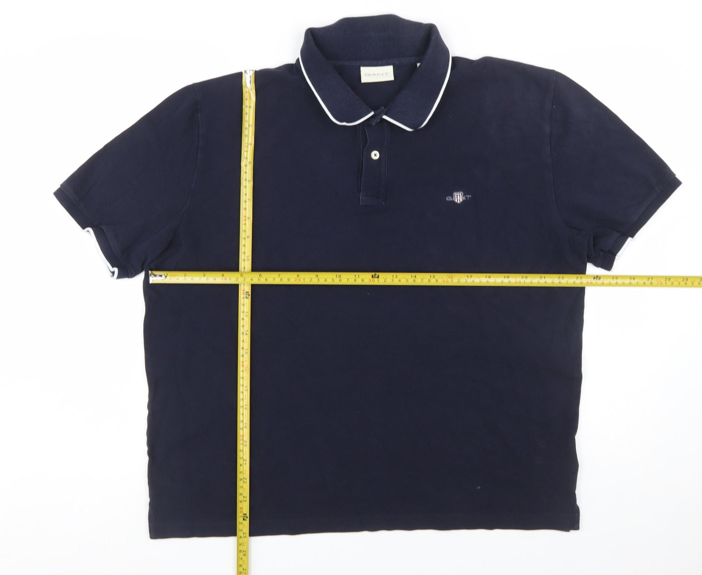 GANT Men's Blue 2XL Classic Cotton Short Sleeve Polo Shirt