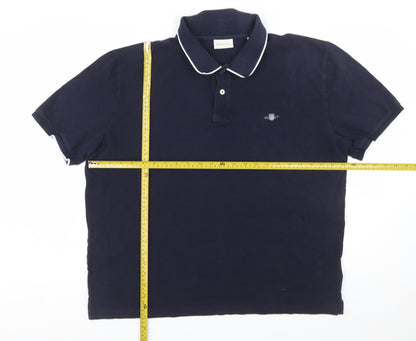 GANT Men's Blue 2XL Classic Cotton Short Sleeve Polo Shirt
