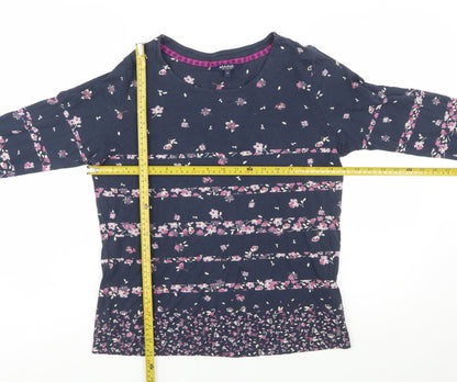 Maine New England Women's Blue Floral Long Sleeve Cotton Top Size 16