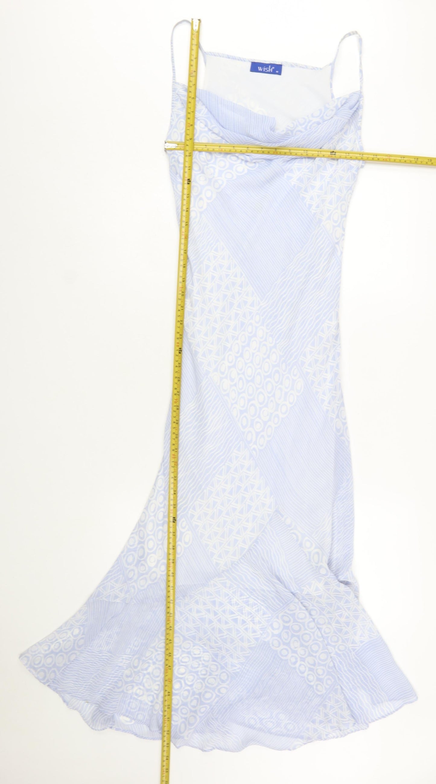 Wish Women Blue Geometric Midi Slip Dress Size 10