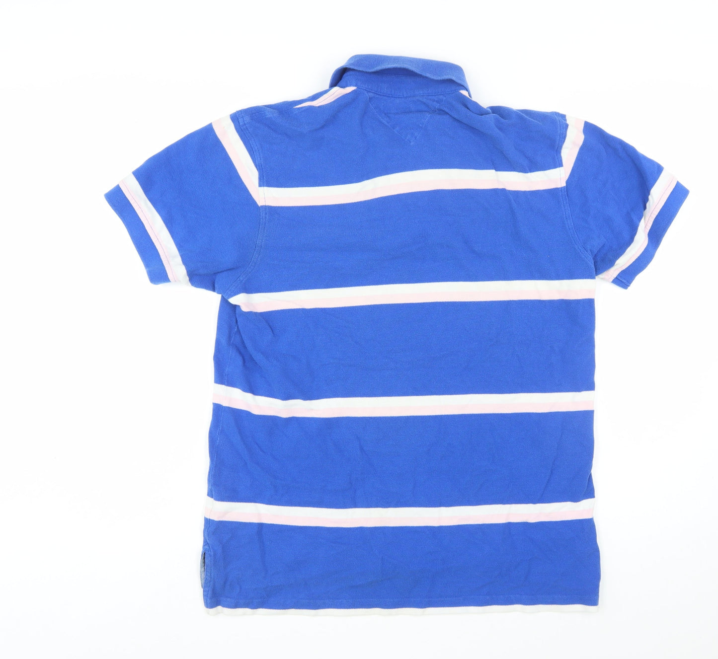 Tommy Hilfiger Men's Blue Striped Cotton Polo Shirt Size M