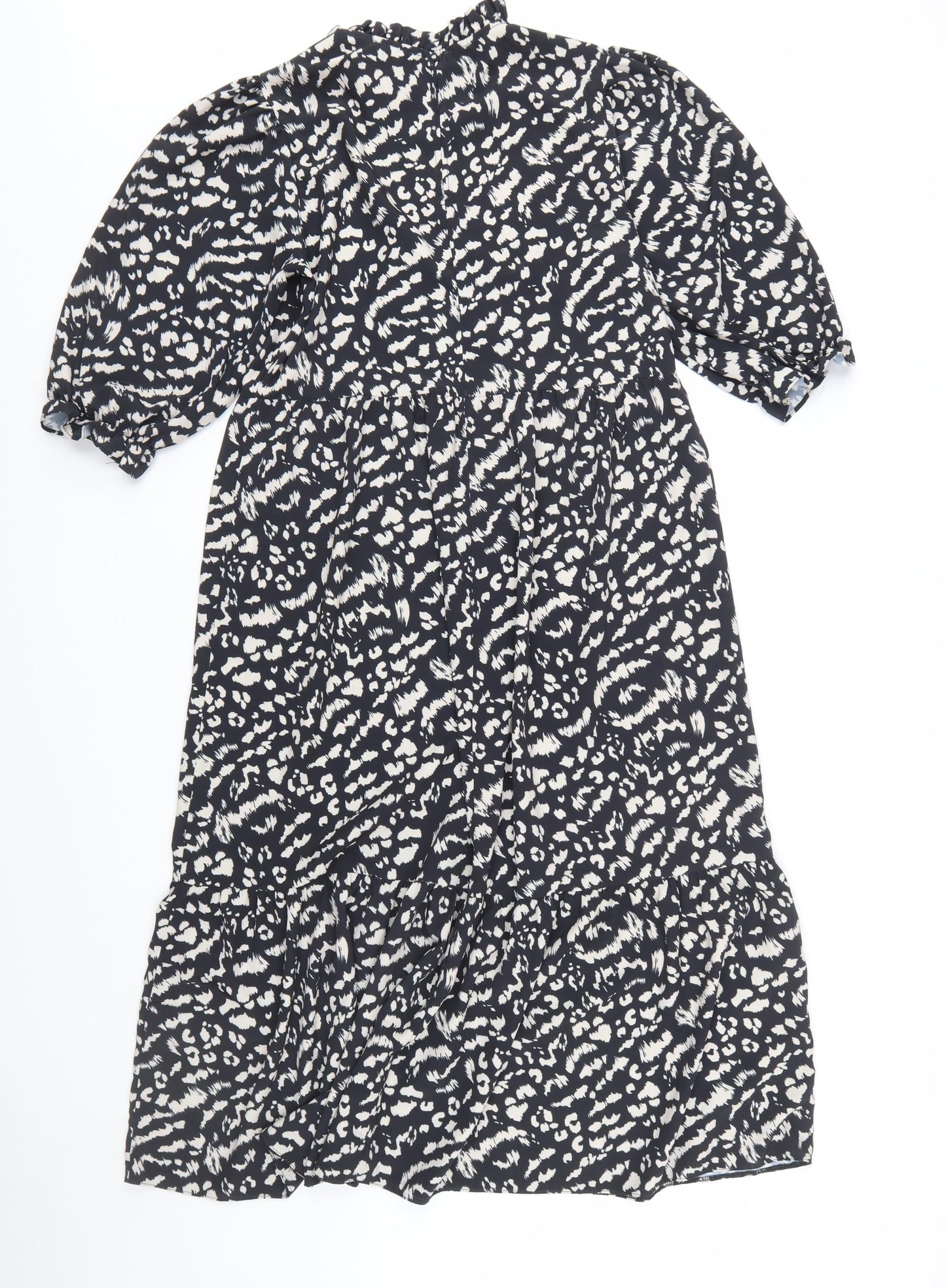 New Look Women's Black Animal Print High Neck Shift Dress Size 14