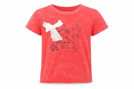 Daisy Street Women's Red Crew Neck Short Sleeve T-Shirt Size 6