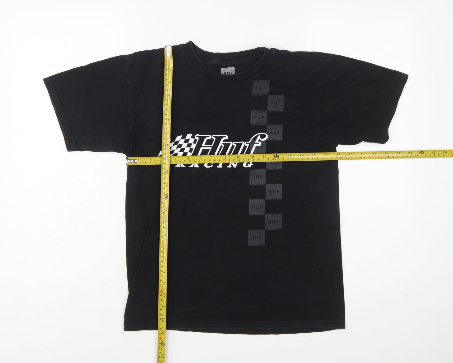 HUF Women Black Racing Graphic Cotton T-Shirt Size S
