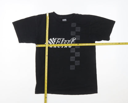 HUF Women Black Racing Graphic Cotton T-Shirt Size S
