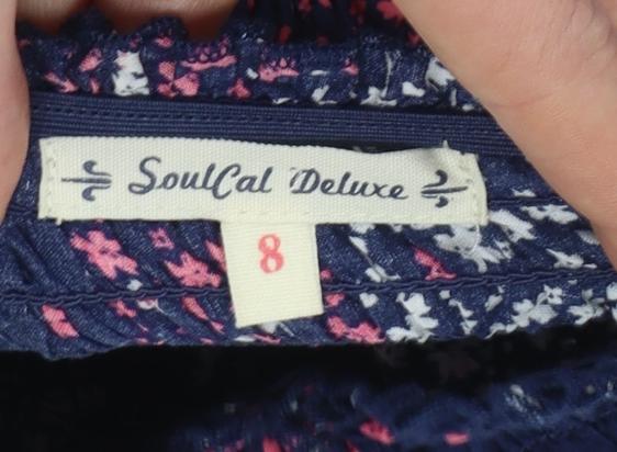 SoulCal Deluxe Women's Blue Floral Strapless Cotton Camisole Top Size 8