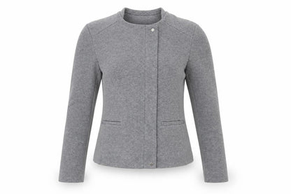Zara Women Grey Slim Fit Collarless Lined Jacket Size S