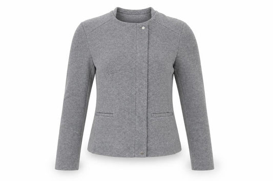 Zara Women Grey Slim Fit Collarless Lined Jacket Size S