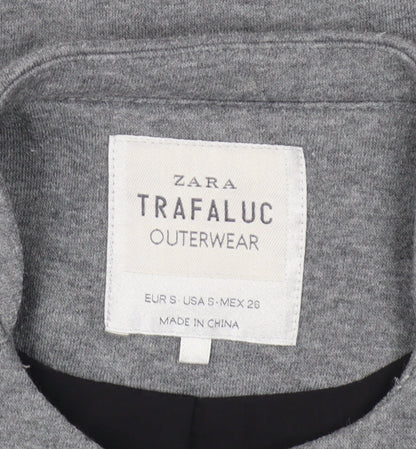 Zara Women Grey Slim Fit Collarless Lined Jacket Size S