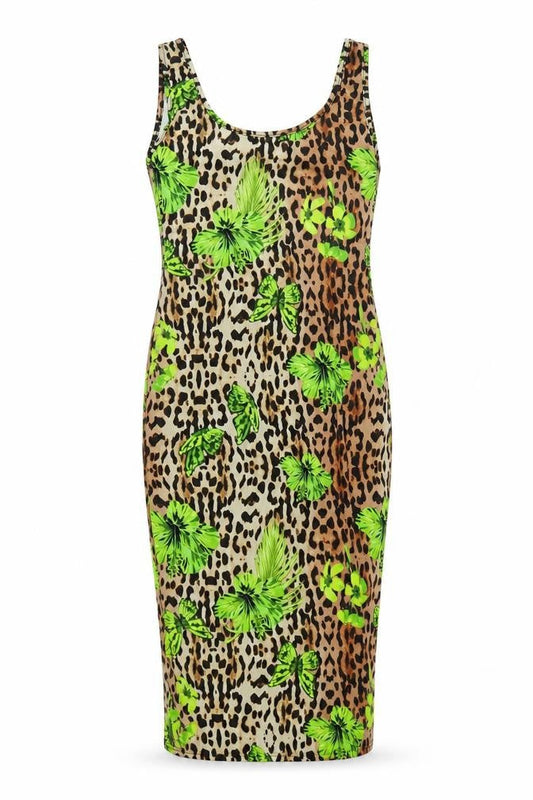 Front view of Missguided Women's Multicoloured Animal Print Bodycon Dress, size 8
