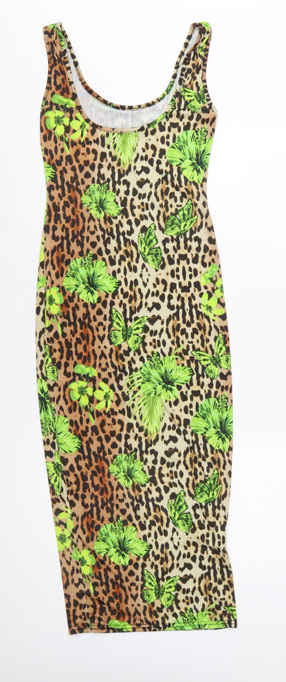Missguided Women's Multicoloured Animal Print Bodycon Dress Size 8
