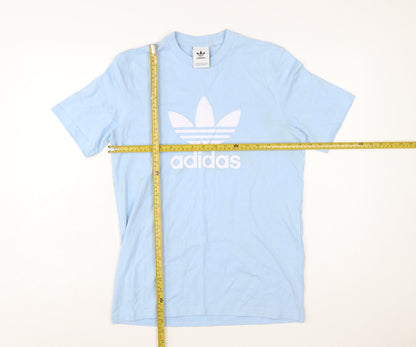 Adidas Women Blue Cotton Short Sleeve Basic T-Shirt Size S