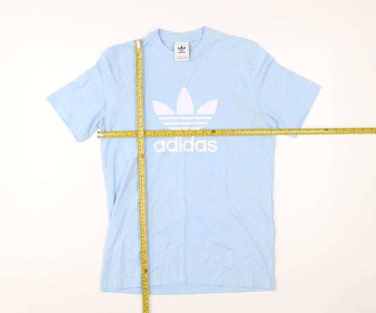 Adidas Women Blue Cotton Short Sleeve Basic T-Shirt Size S