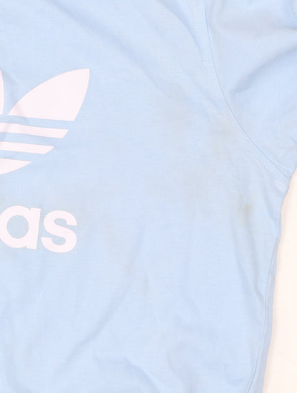 Adidas Women Blue Cotton Short Sleeve Basic T-Shirt Size S
