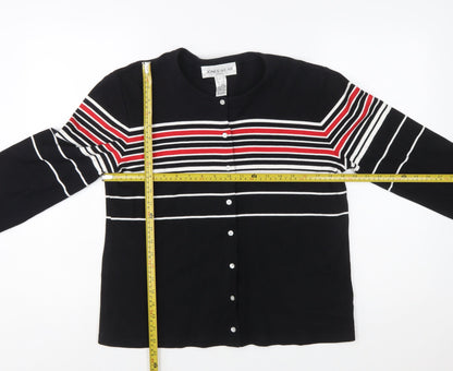 Jones Wear Women’s Black Striped Cotton Button-Up Top L