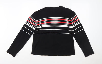 Jones Wear Women’s Black Striped Cotton Button-Up Top L