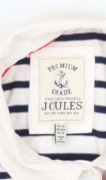 Joules Women’s Multicoloured Size 16 Striped Collared Shirt Dress