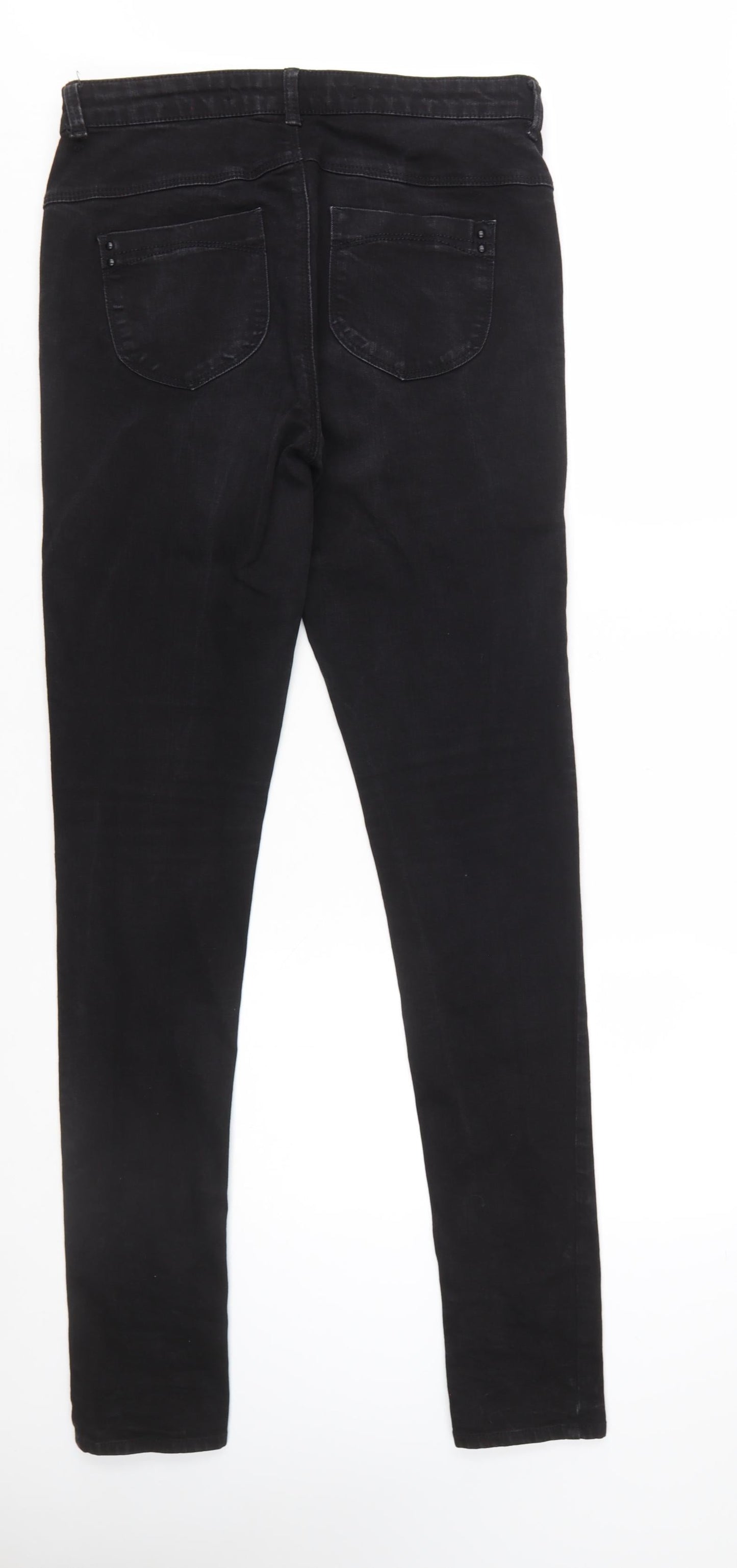 Moto Women's Black Skinny Jeans Tall W32 L36 Stretch Denim