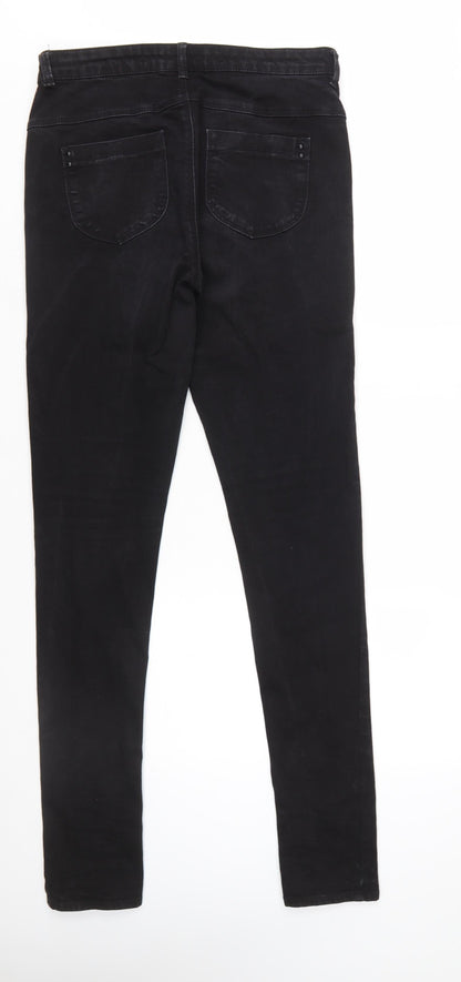 Moto Women's Black Skinny Jeans Tall W32 L36 Stretch Denim