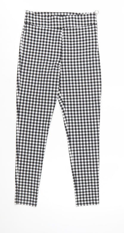 Zara Women Black Check Slim Fit Stretch Leggings Size M