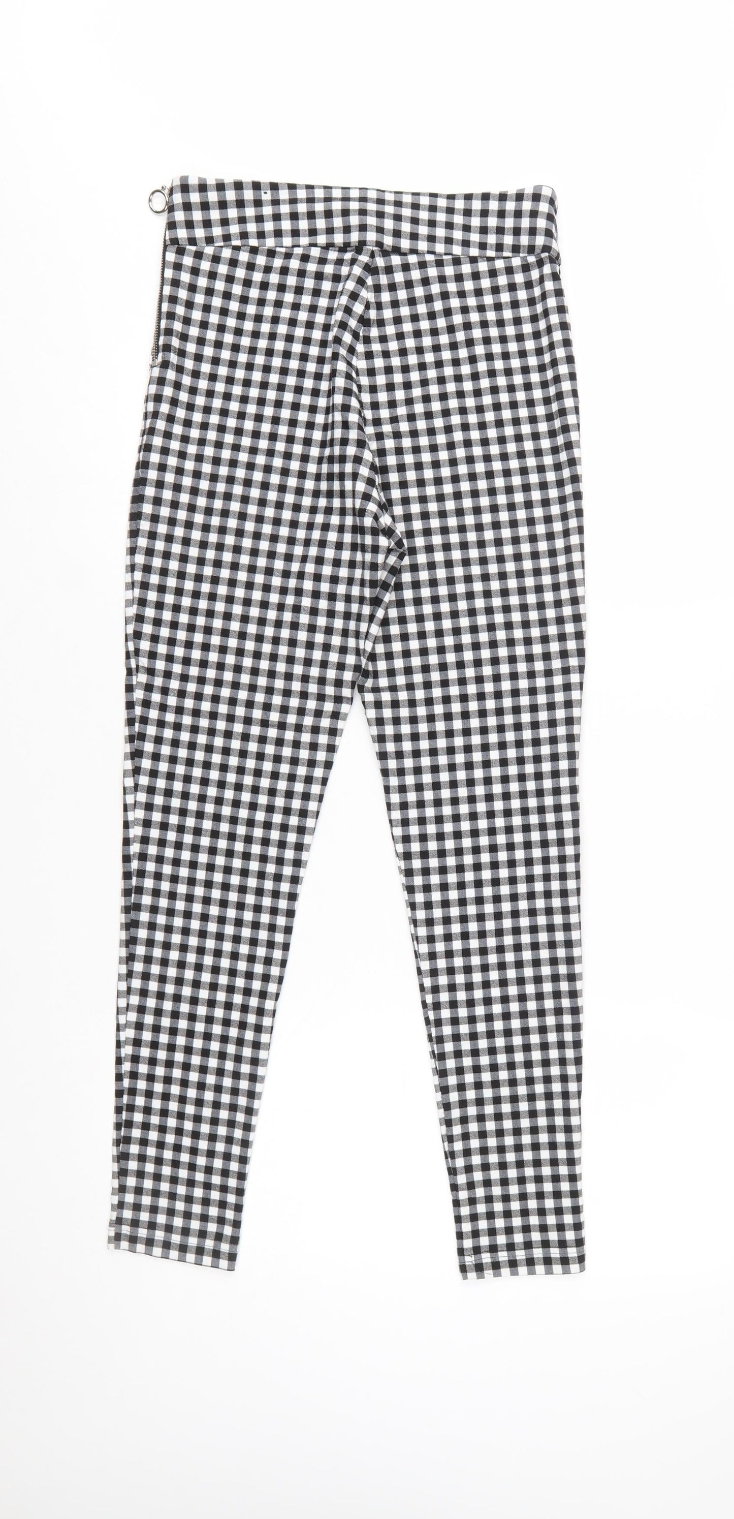 Zara Women Black Check Slim Fit Stretch Leggings Size M