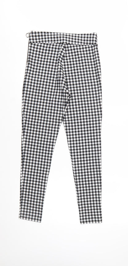 Zara Women Black Check Slim Fit Stretch Leggings Size M